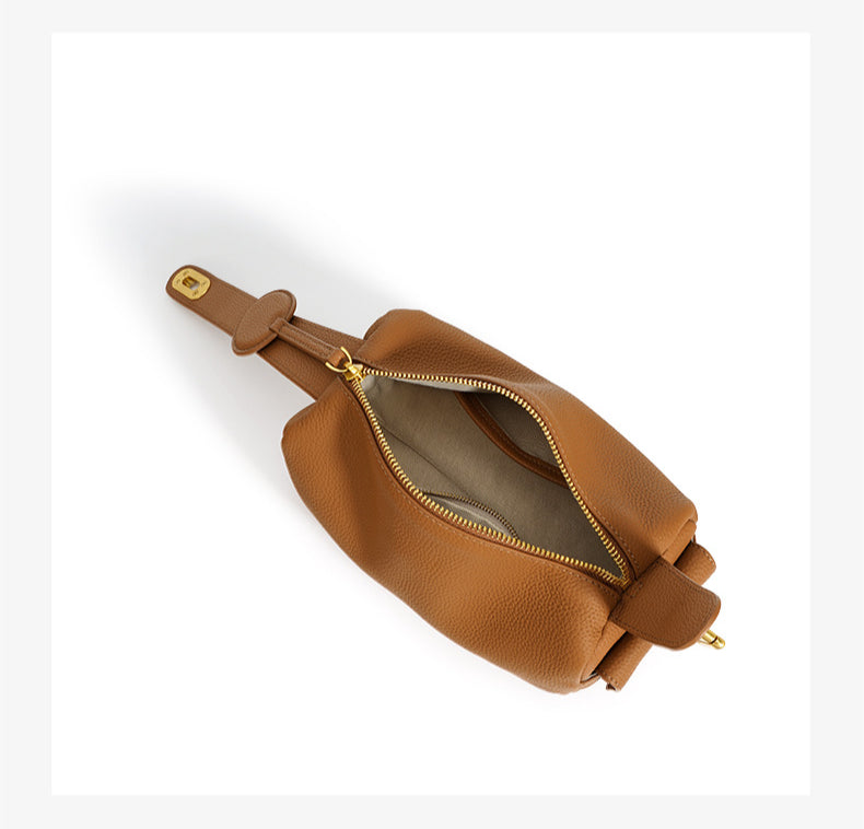 Women's Top-Grain Leather Boston Pillow Bag-crossbody bags-Milkshake White-Free Shipping Leatheretro