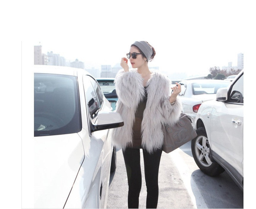 Fashion Faux Fur Plus Sizes Jacket Coats-Coats & Jackets-Gray-S-Free Shipping Leatheretro