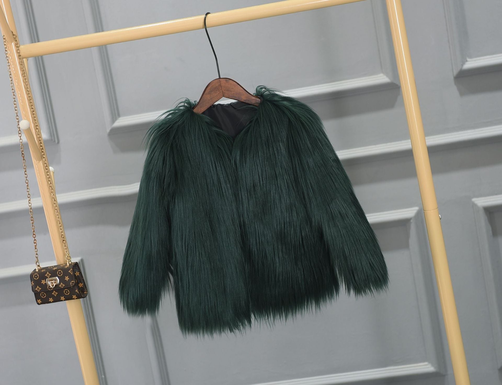 Fashion Faux Fur Plus Sizes Jacket Coats-Coats & Jackets-Green-S-Free Shipping Leatheretro