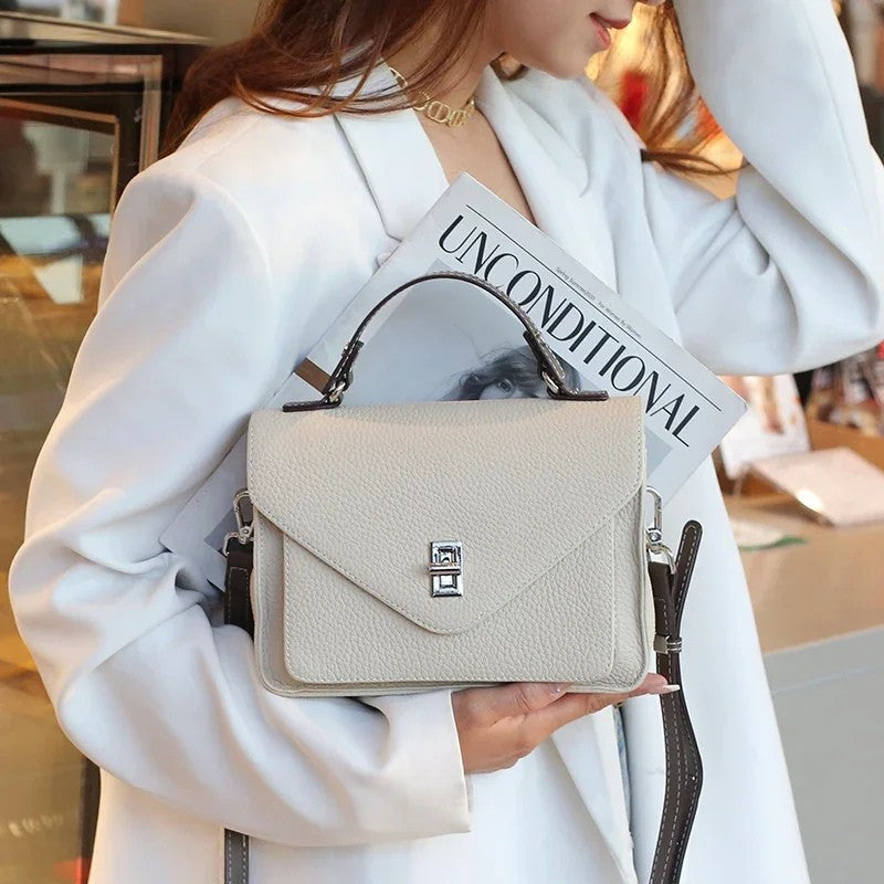 Cowhide Casual Crossbody Bag - Women Genuine Leather Handbag-Handbags-Brown-Free Shipping Leatheretro