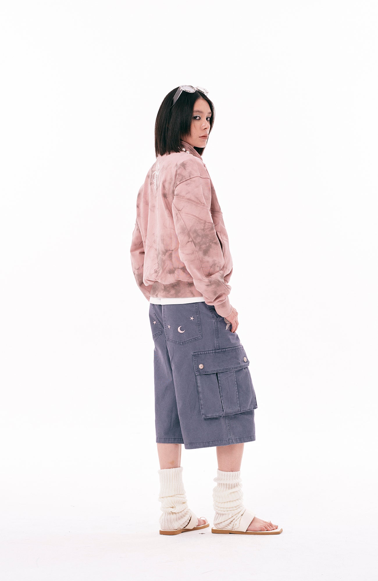 PASET Unicorn Embroidered Cargo Shorts-Shorts-S / 28"-Free Shipping Leatheretro