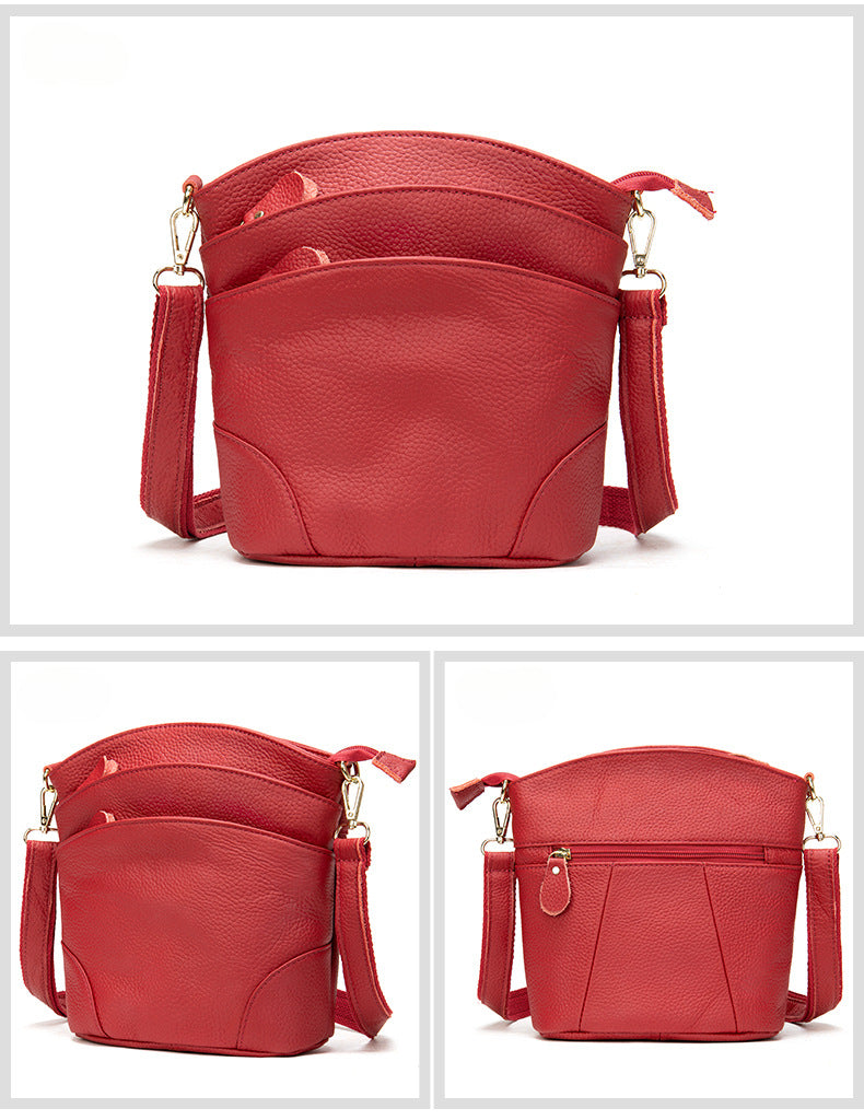 First-layer cowhide shoulder bag, soft cowhide bag, large-capacity genuine leather women's bucket bag.-Handbags-black-19.5cm*9.5cm*21cm-Free Shipping Leatheretro