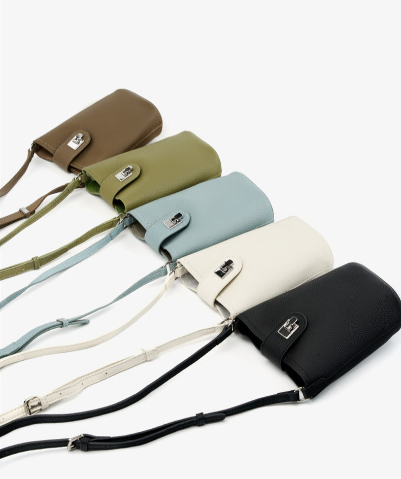 Top Grain Leather Shoulder Phone Bag for Women-Leather Phone Bags-Ivory-13*6.5*17.5-Free Shipping Leatheretro