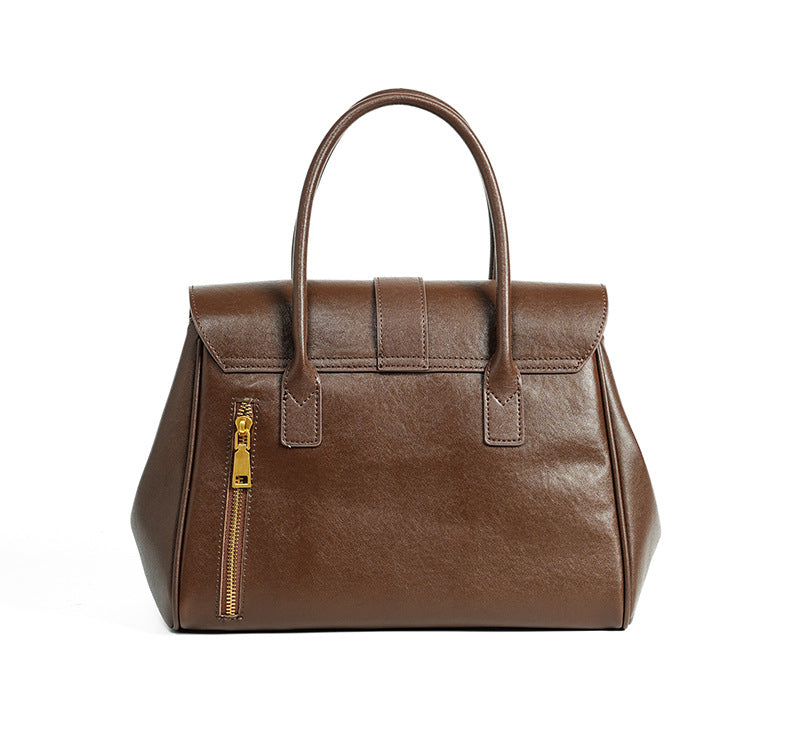 Premium Full-Grain Vegetable-Tanned Leather Briefcase-Handbags-black-Free Shipping Leatheretro