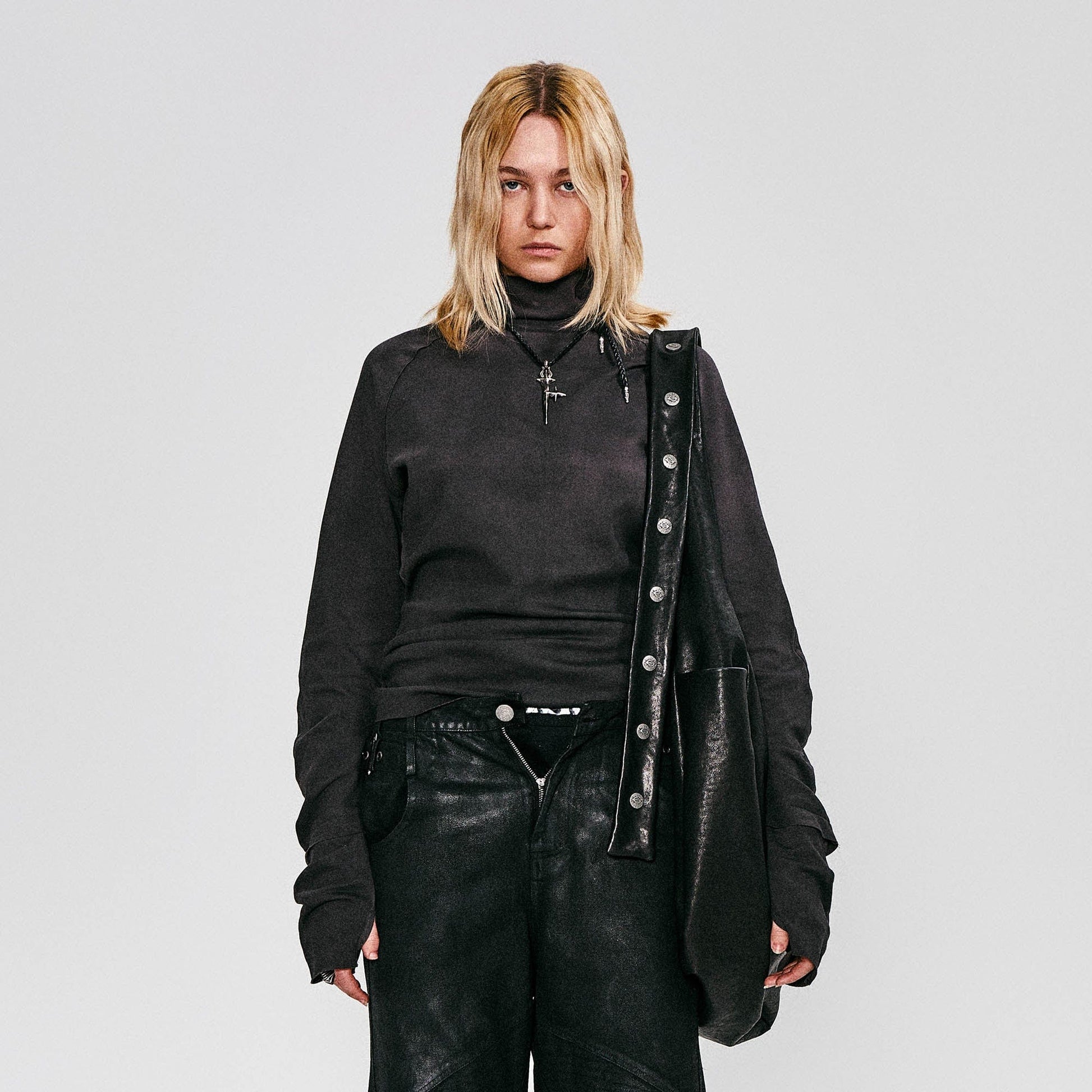 FLYERRER High Neck Slim-Fit Long-Sleeve Tee-L/S Tee-S-Free Shipping Leatheretro