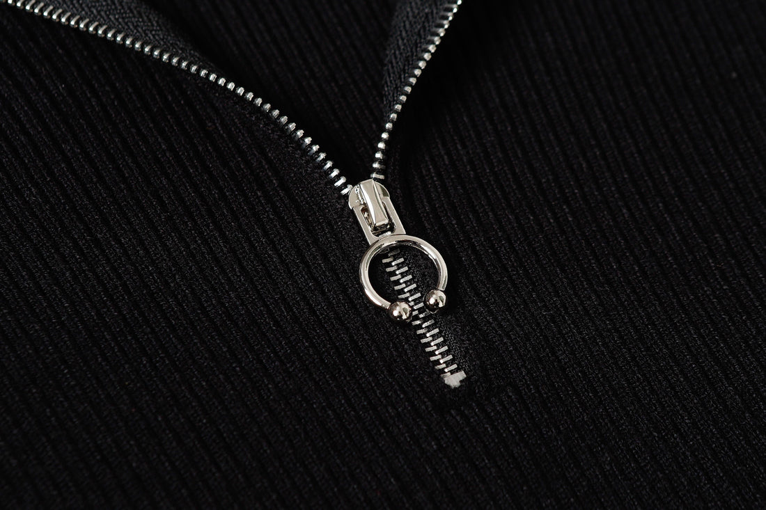 CLP Raglan Half-Zip Ribbed Slim Sweater-Sweater-M-Free Shipping Leatheretro