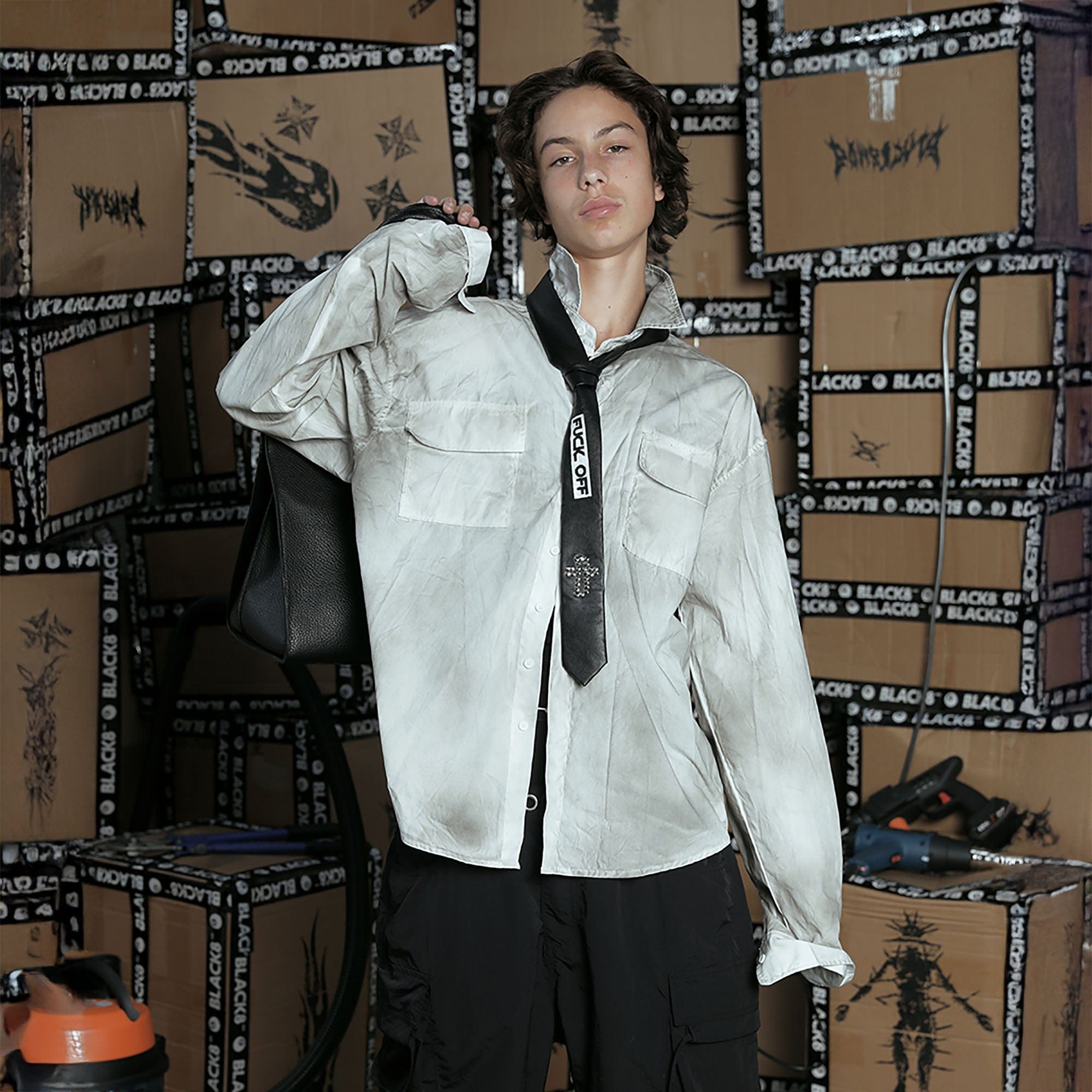 BLACK8MOB Dirty Fit Distressed Pocket Shirt-T Shirt-XS-Free Shipping Leatheretro