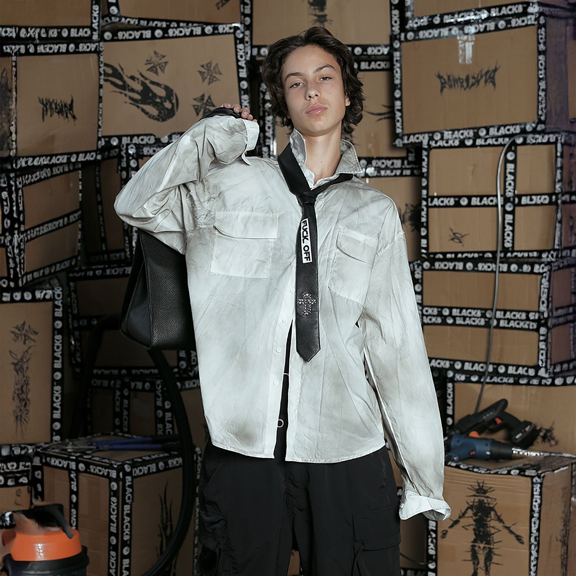 BLACK8MOB Dirty Fit Distressed Pocket Shirt-T Shirt-XS-Free Shipping Leatheretro