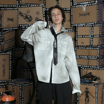 BLACK8MOB Dirty Fit Distressed Pocket Shirt-T Shirt-XS-Free Shipping Leatheretro