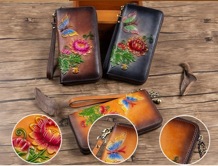 Women's Retro Genuine Leather Vintage Purse Wallet-Wallets & Money Clips-Gray-Free Shipping Leatheretro