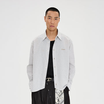 CATSSTAC Essential Gingham Embroidered Shirt-Shirt-M-White-Free Shipping Leatheretro