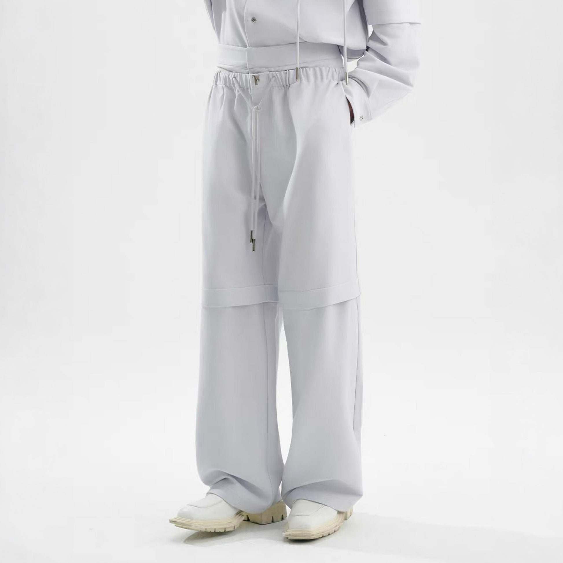 TIWILLTANG Detachable Drawstring Straight-Leg Pants-Pants-S-White-Free Shipping Leatheretro