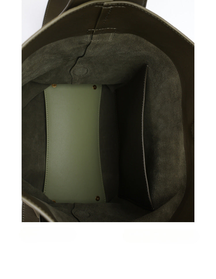 Designer Suede Tote Bag with Ear Hook-Green-Free Shipping Leatheretro