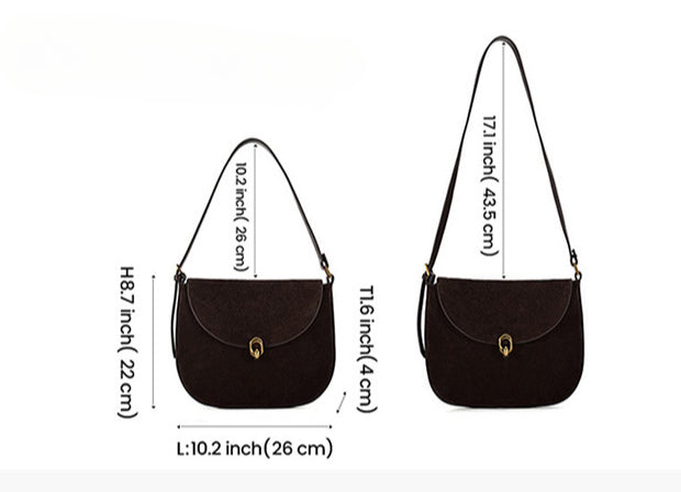 Luxury Suede Leather Women's Underarm Bag-8918棕色（配有两条肩带）-Free Shipping Leatheretro