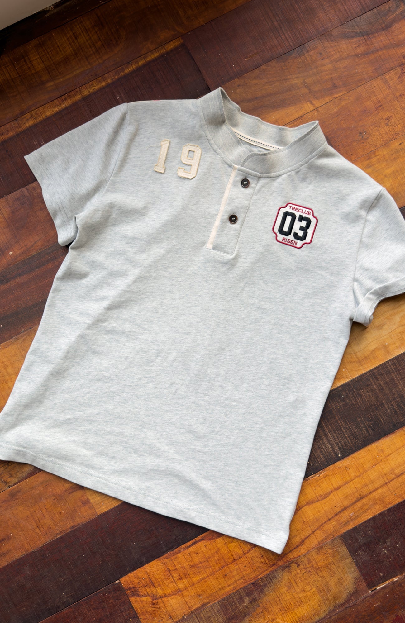 TRECLUB Retro Star Stripe Stand-Collar Polo T-Shirt-T Shirt-S (preorder)-Free Shipping Leatheretro