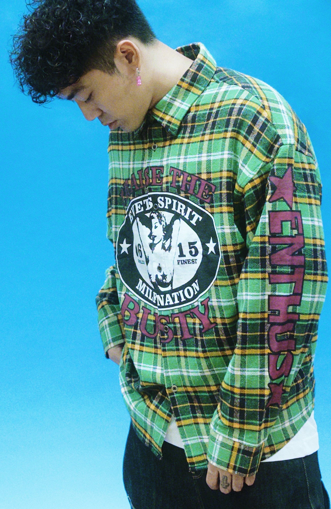EVETS Colorblock Plaid Graphic Shirt-Shirt-S-Free Shipping Leatheretro