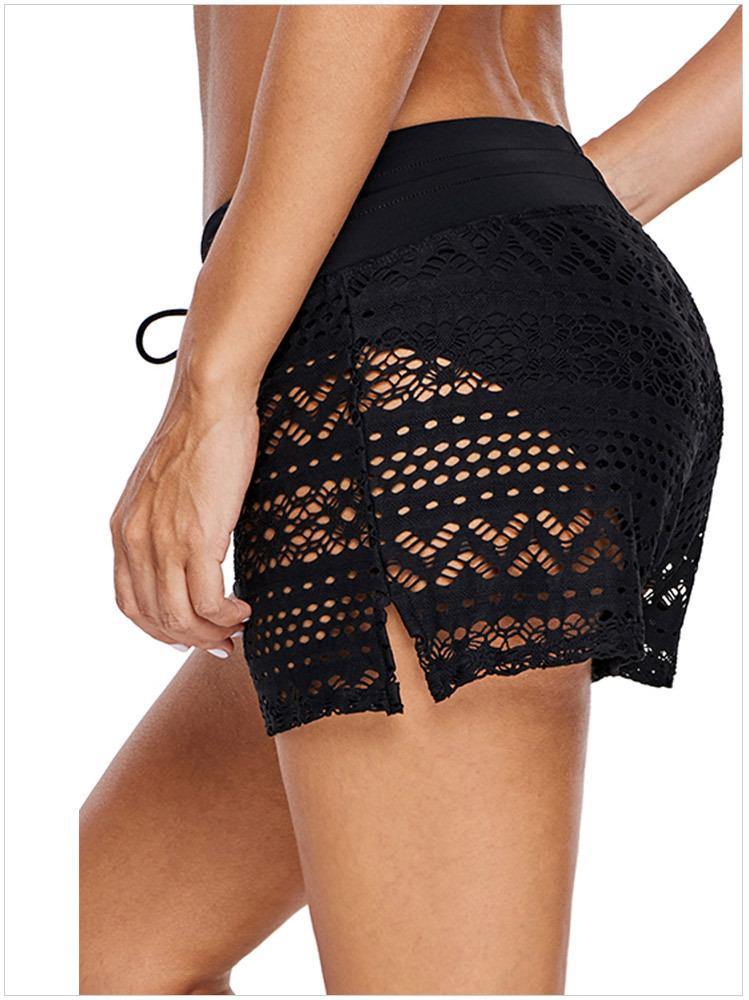 Women Lace Summer Swiming Pants-Women Swimwear-Black-S-Free Shipping Leatheretro