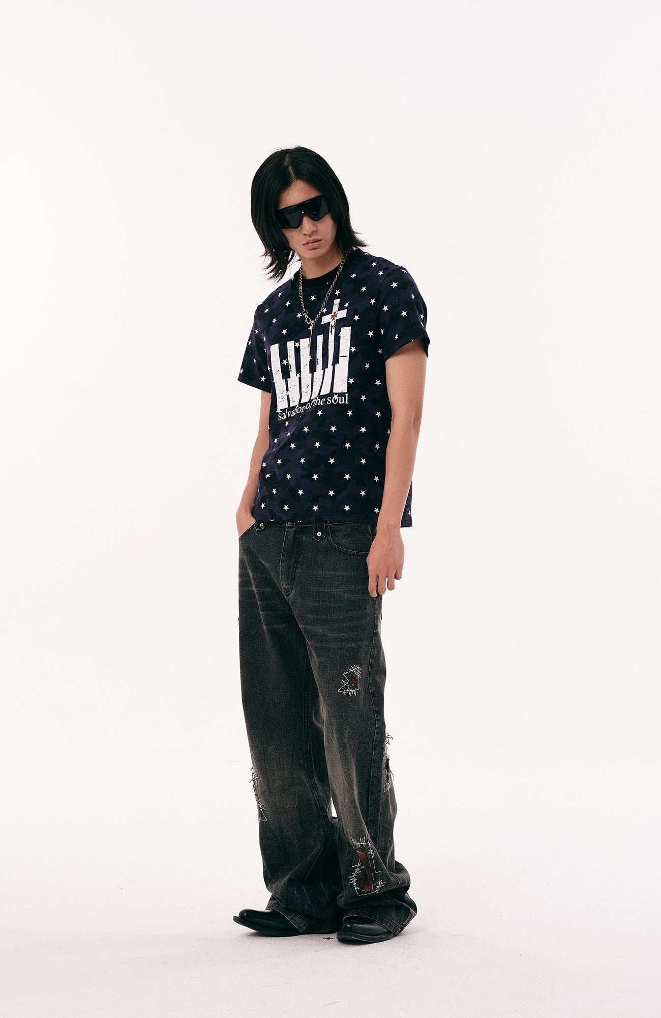 PASET Star Camo Cross Graphic Tee-T Shirt-S-Red-Free Shipping Leatheretro