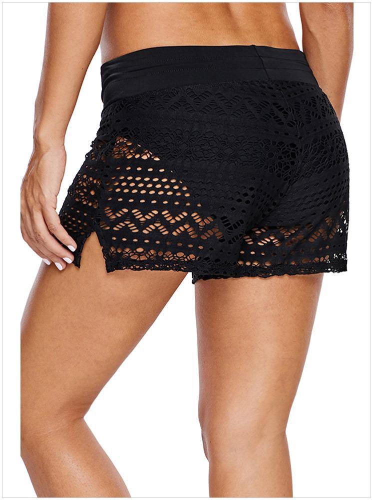 Women Lace Summer Swiming Pants-Women Swimwear-Black-S-Free Shipping Leatheretro