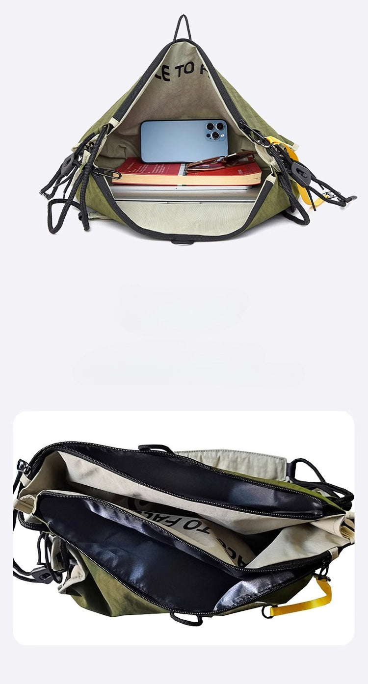 BOOM AB Side The Versatile Voyager: Reversible Tote & Crossbody Bag-Yellow Gray-Large-Free Shipping Leatheretro