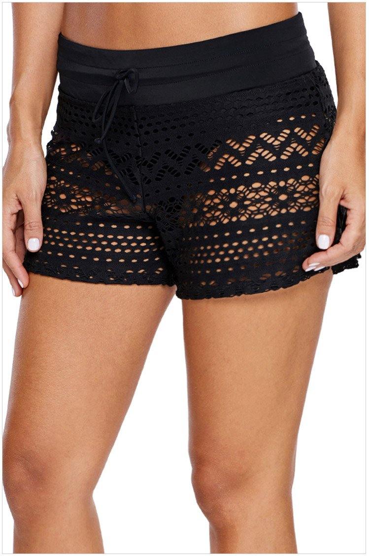 Women Lace Summer Swiming Pants-Women Swimwear-Black-S-Free Shipping Leatheretro