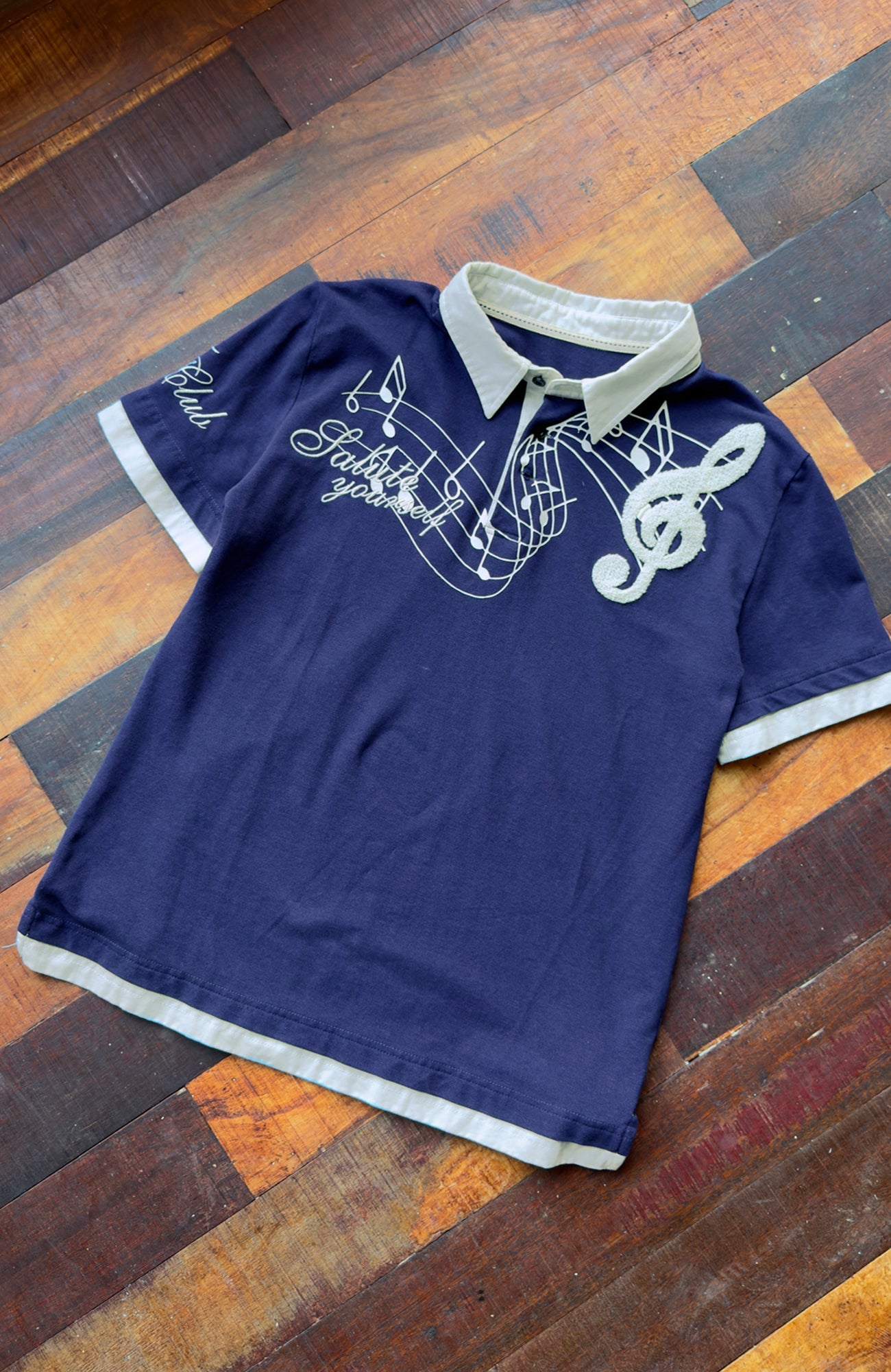 TRECLUB Music Note Embroidered Polo T-Shirt-T Shirt-S (preorder)-Free Shipping Leatheretro