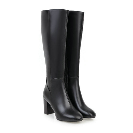 Fashion Comfort Plus Sizes Boots for Women-boots-Black-34-Free Shipping Leatheretro