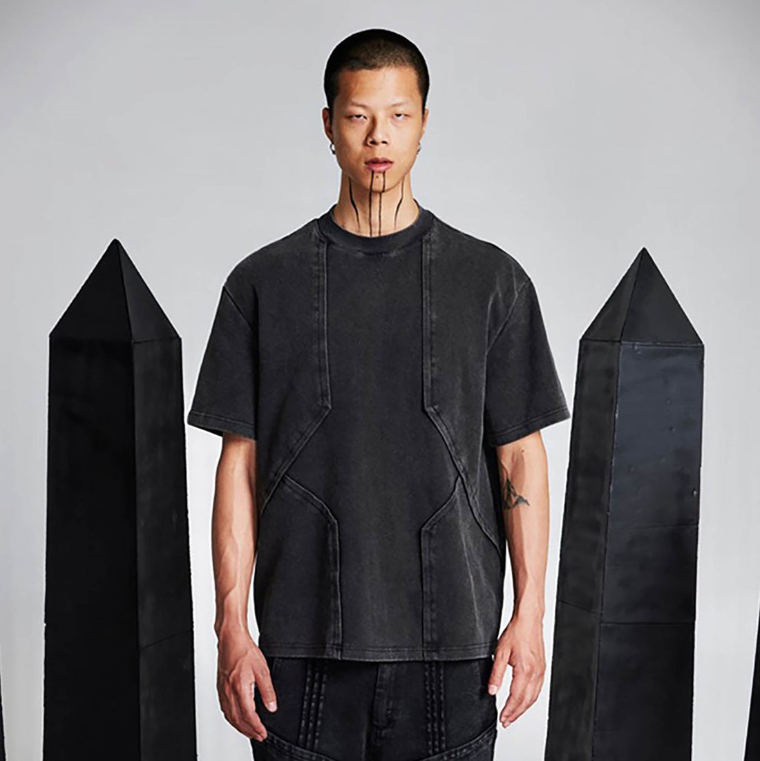 SSIN7 Washed Armor-Panel T-Shirt-T Shirt-S-Free Shipping Leatheretro