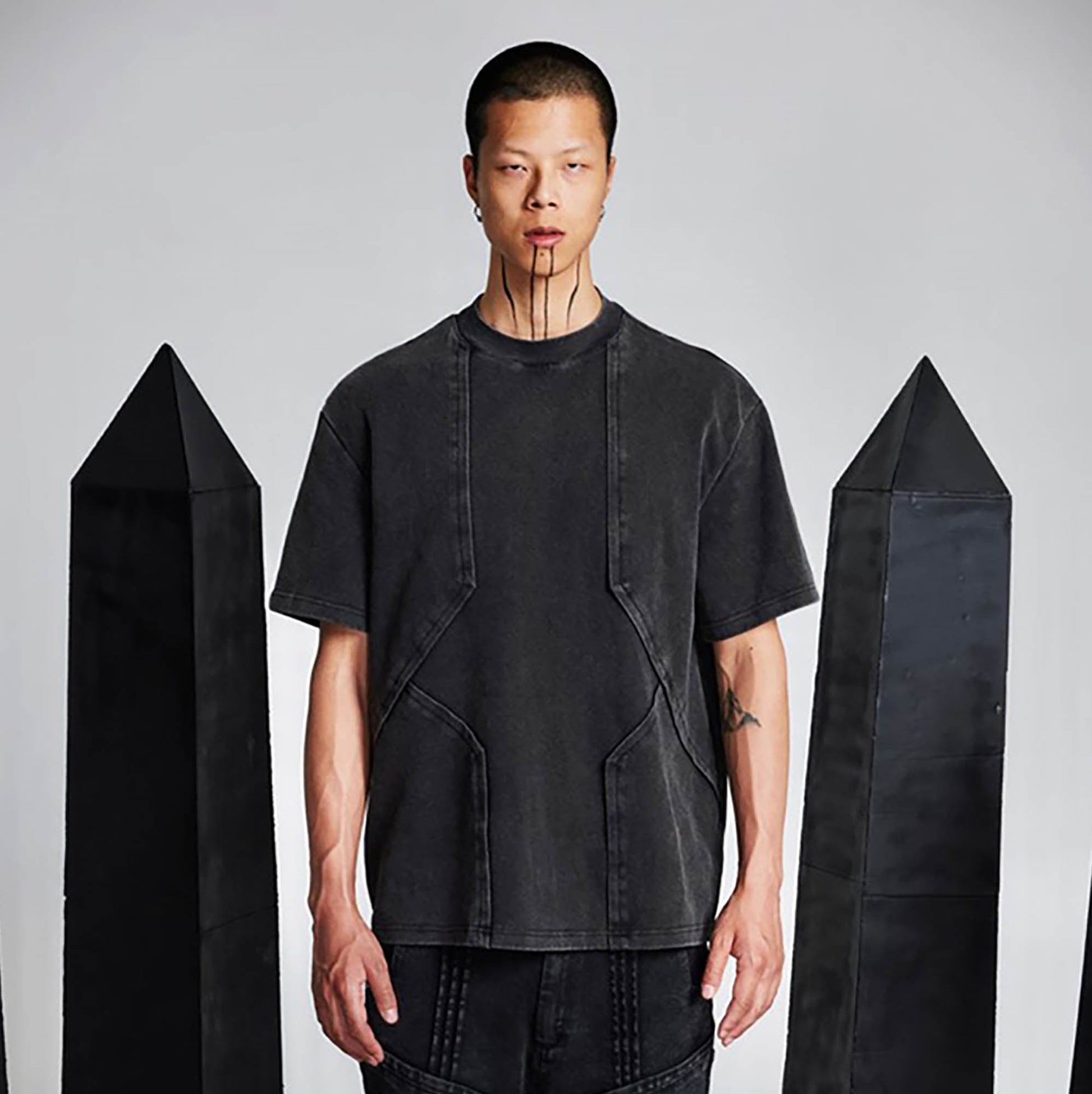 SSIN7 Washed Armor-Panel T-Shirt-T Shirt-S-Free Shipping Leatheretro