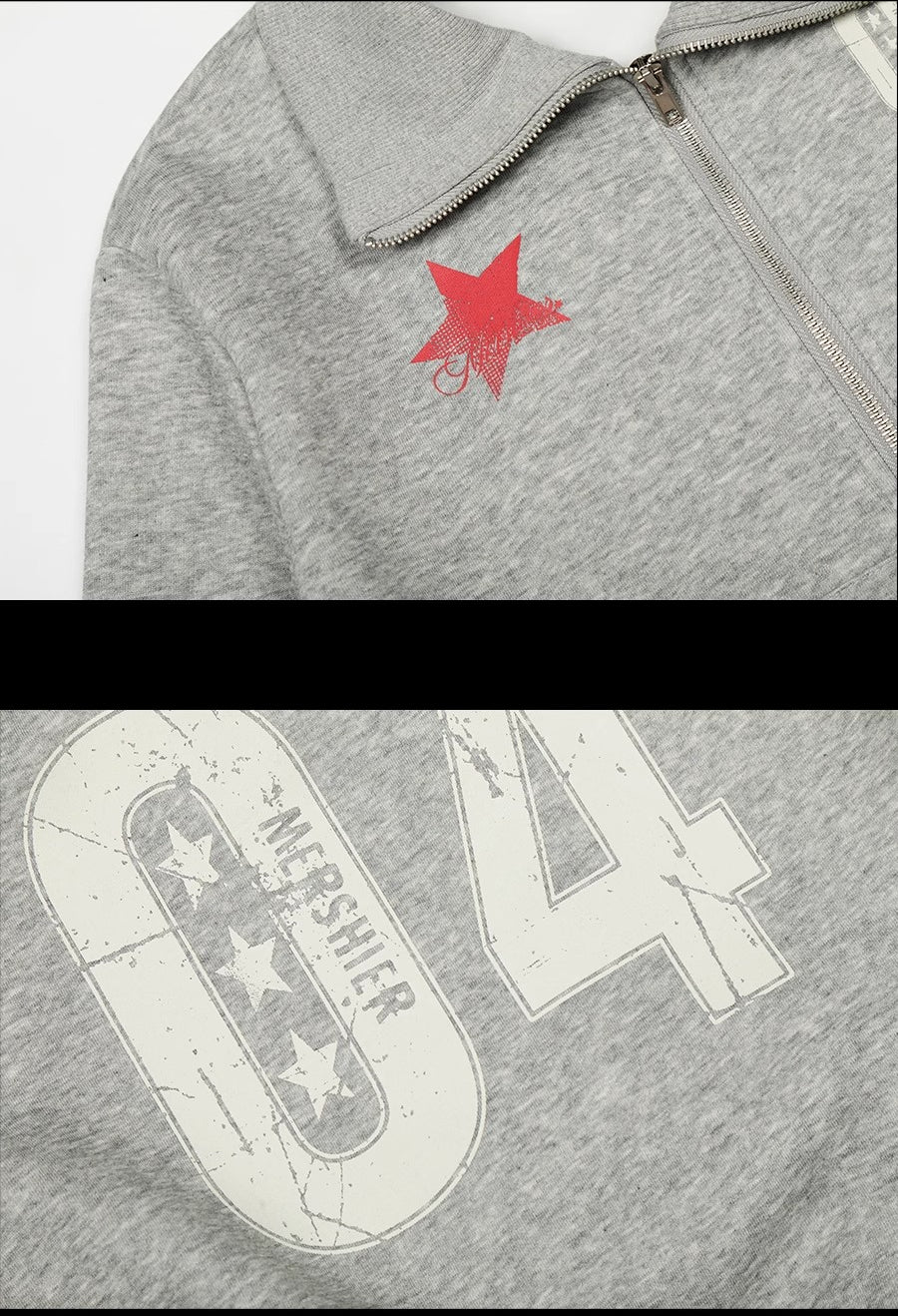 CLP Unisex Cropped Zip-Up Jacket with Print-Black-S-Free Shipping Leatheretro