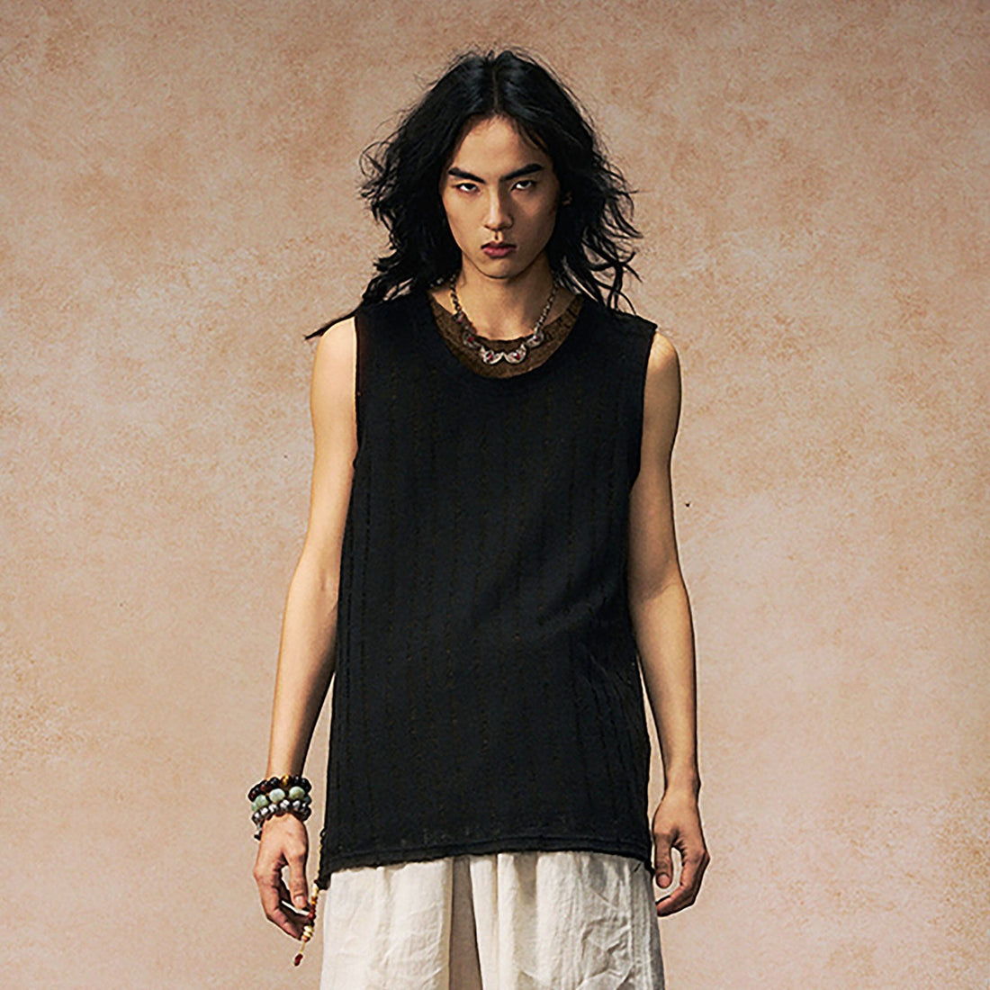 GONGHE REPUB Distressed Rib-Knit Vest-Vest-S-Black-Free Shipping Leatheretro