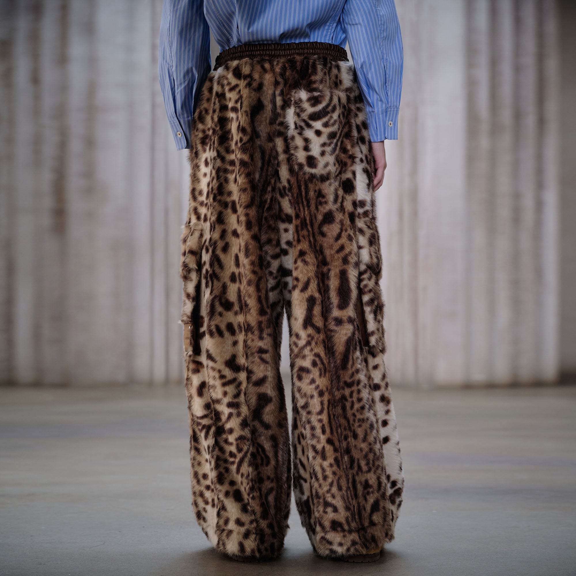 FACEONLAB Leopard Faux Fur Oversized Pants-Pants-M-Free Shipping Leatheretro