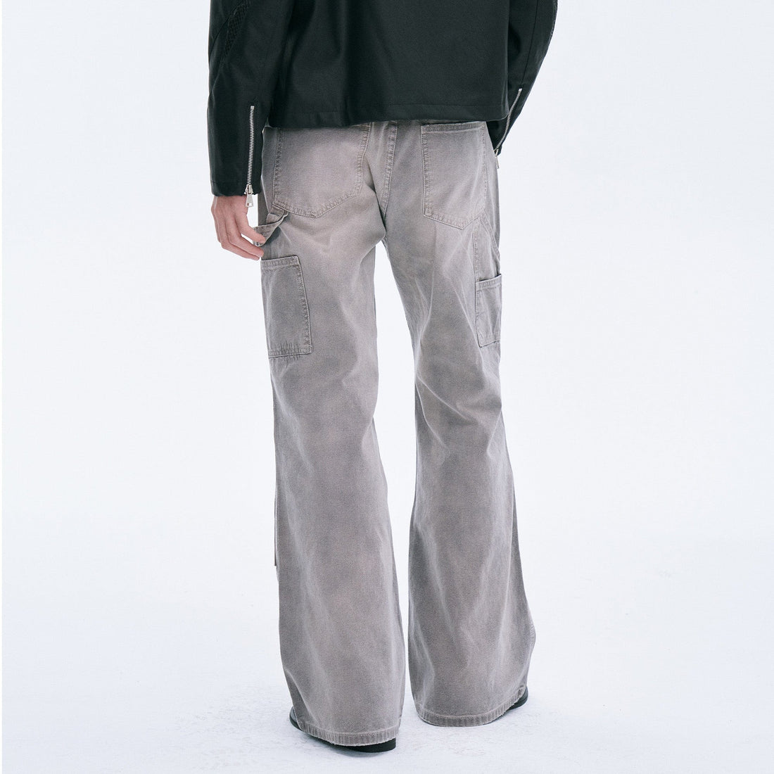 CATSSTAC Distressed Double-Knee Carpenter Straight-Leg Jeans Gray-Jeans-M-Free Shipping Leatheretro