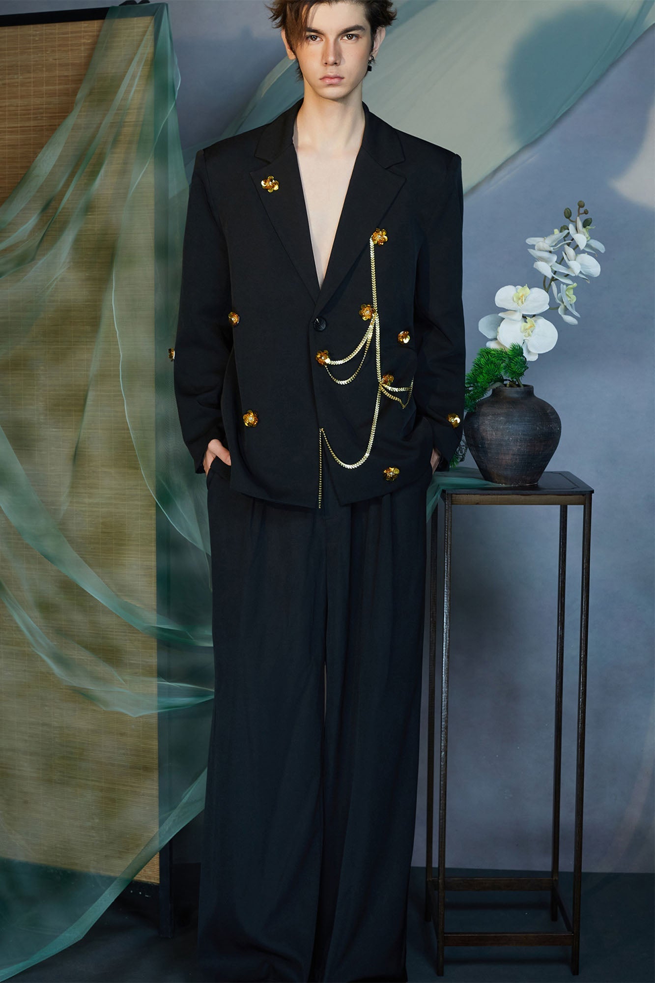 JIECHI Golden Bloom Chain Blazer-Jacket-M (Preorder)-Free Shipping Leatheretro