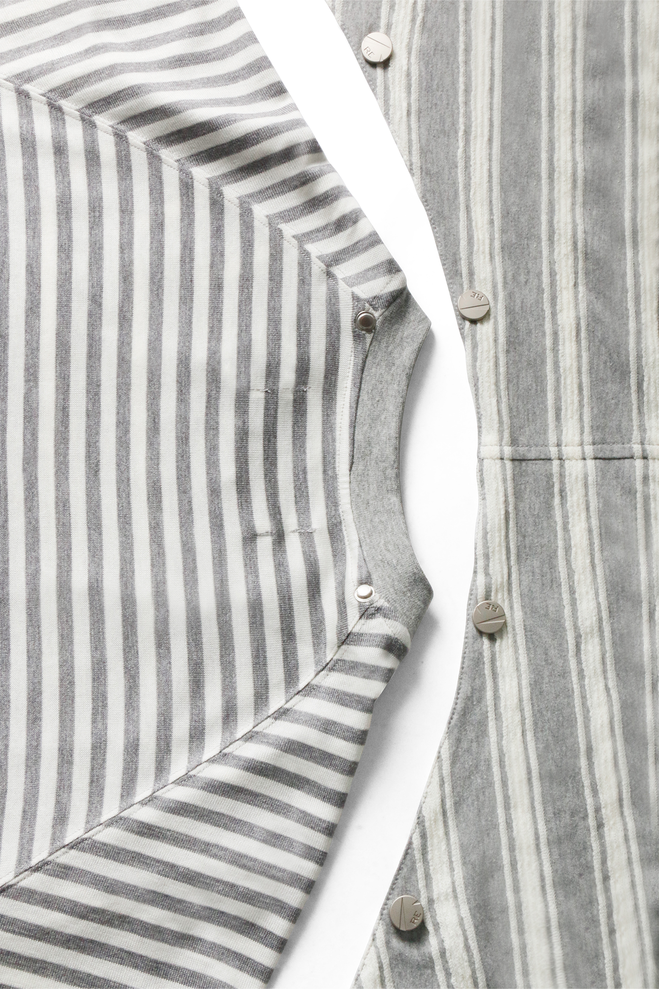 RELABEL Striped Wool-Blend Detachable Hood Tee-T Shirt-XS-Gray-Free Shipping Leatheretro