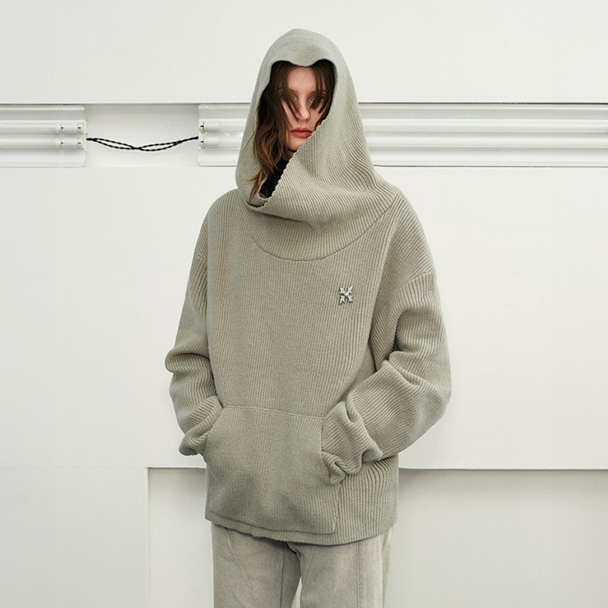 KREATE Dune Ribbed Oversized Hooded Sweater-Sweater-S-Free Shipping Leatheretro