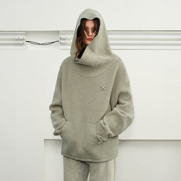 KREATE Dune Ribbed Oversized Hooded Sweater-Sweater-S-Free Shipping Leatheretro