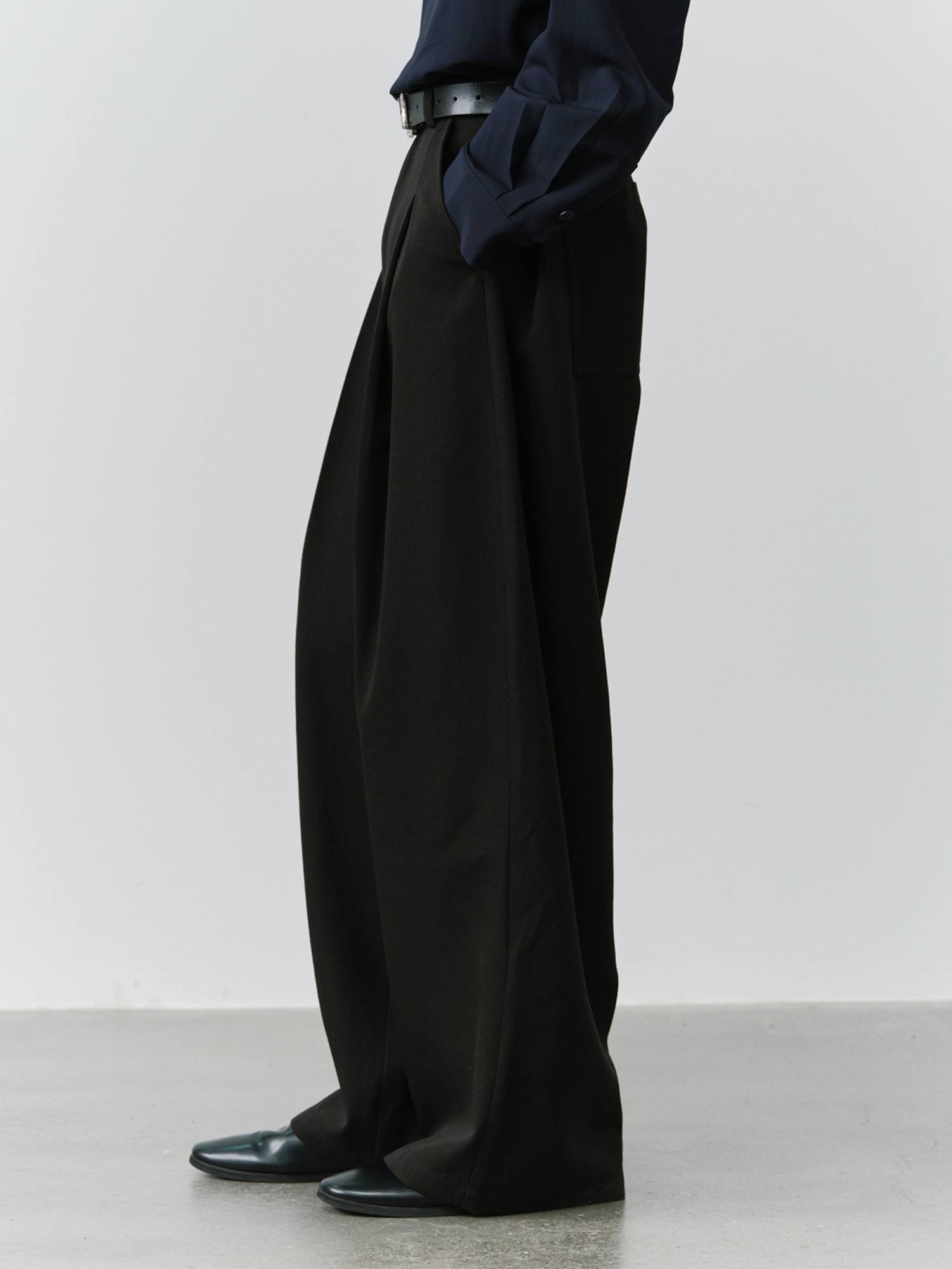 GRAINMUSTARD Minimal Draped Wide-Leg Trousers-Pants-XS-Free Shipping Leatheretro