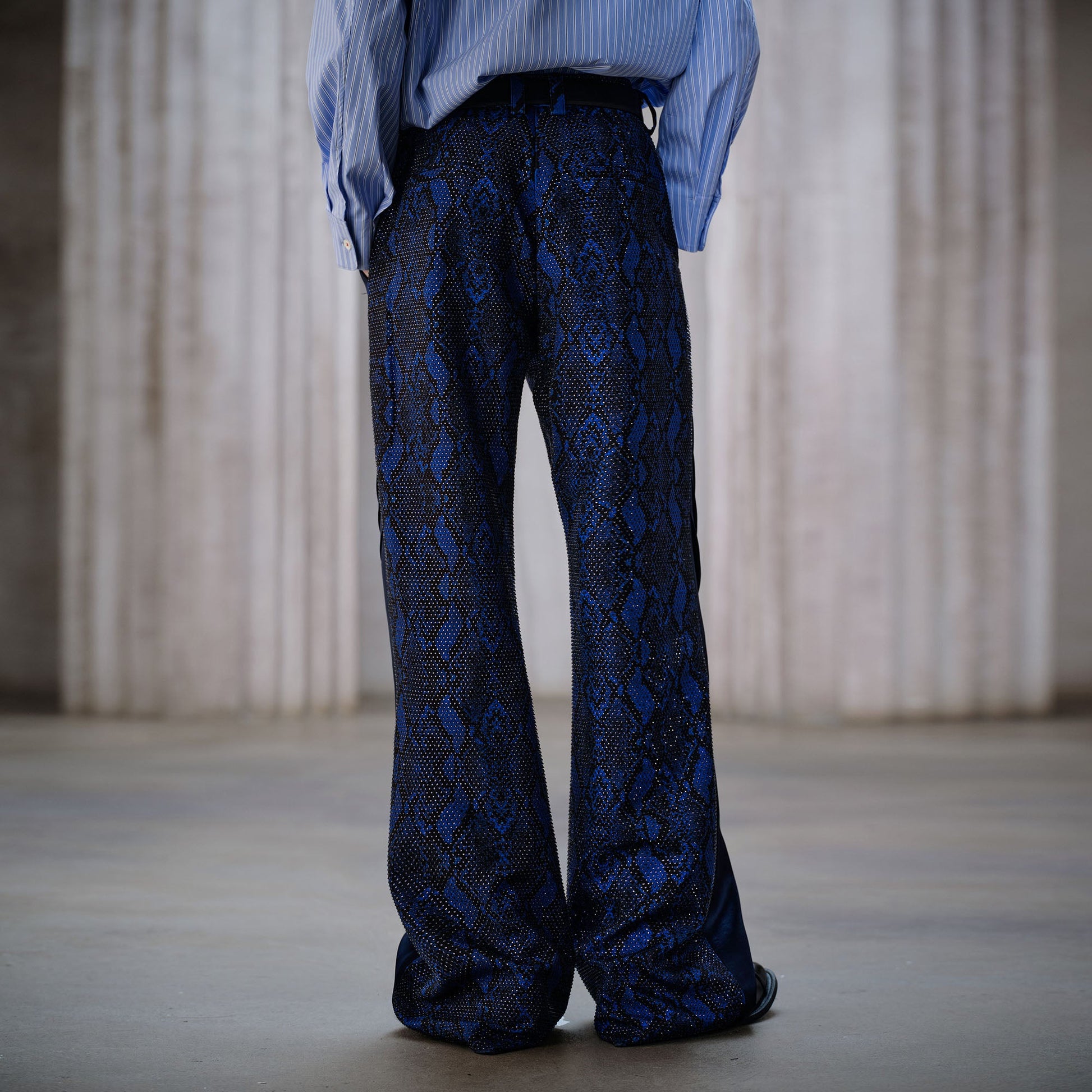 FACEONLAB Snake Diamond Straight-Leg Pants-Pants-M-Free Shipping Leatheretro