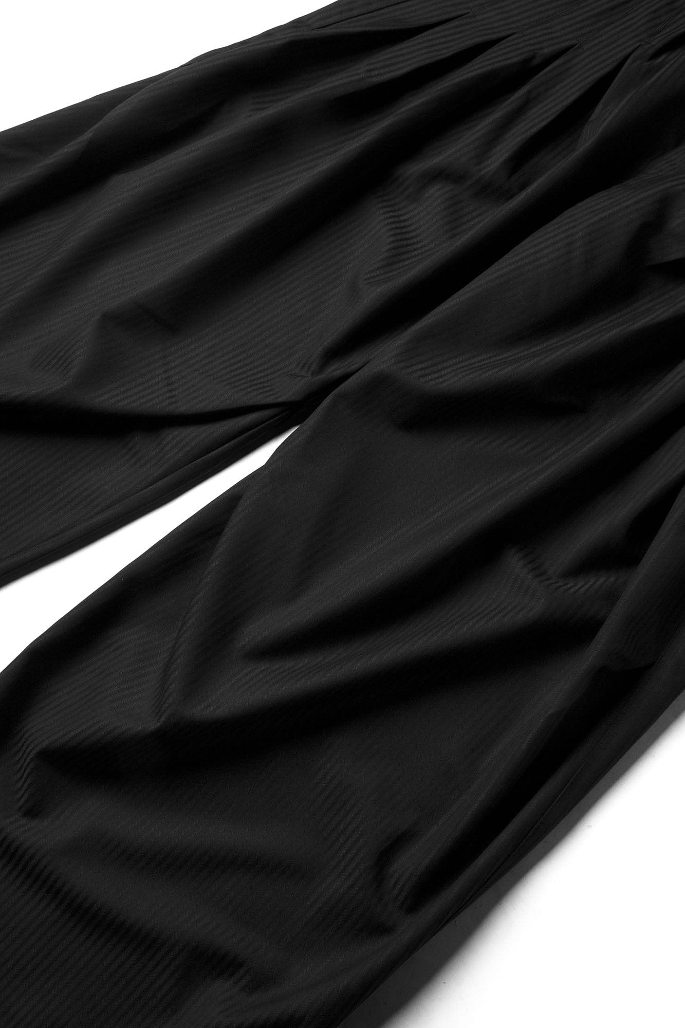 RELABEL Pinstriped Detachable-Scarf Oversized Pants Black-Pants-XS-Free Shipping Leatheretro