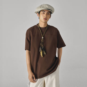 GONGHE REPUB Essential Stitch Sorona T-Shirt-T Shirt-S-Brown-Free Shipping Leatheretro