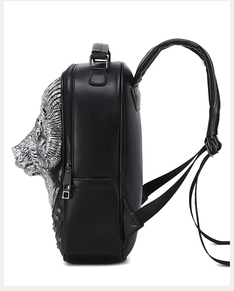 3D Goat Backpack | PU Leather Unisex Travel & School Bag-Backpacks-Black-Free Shipping Leatheretro