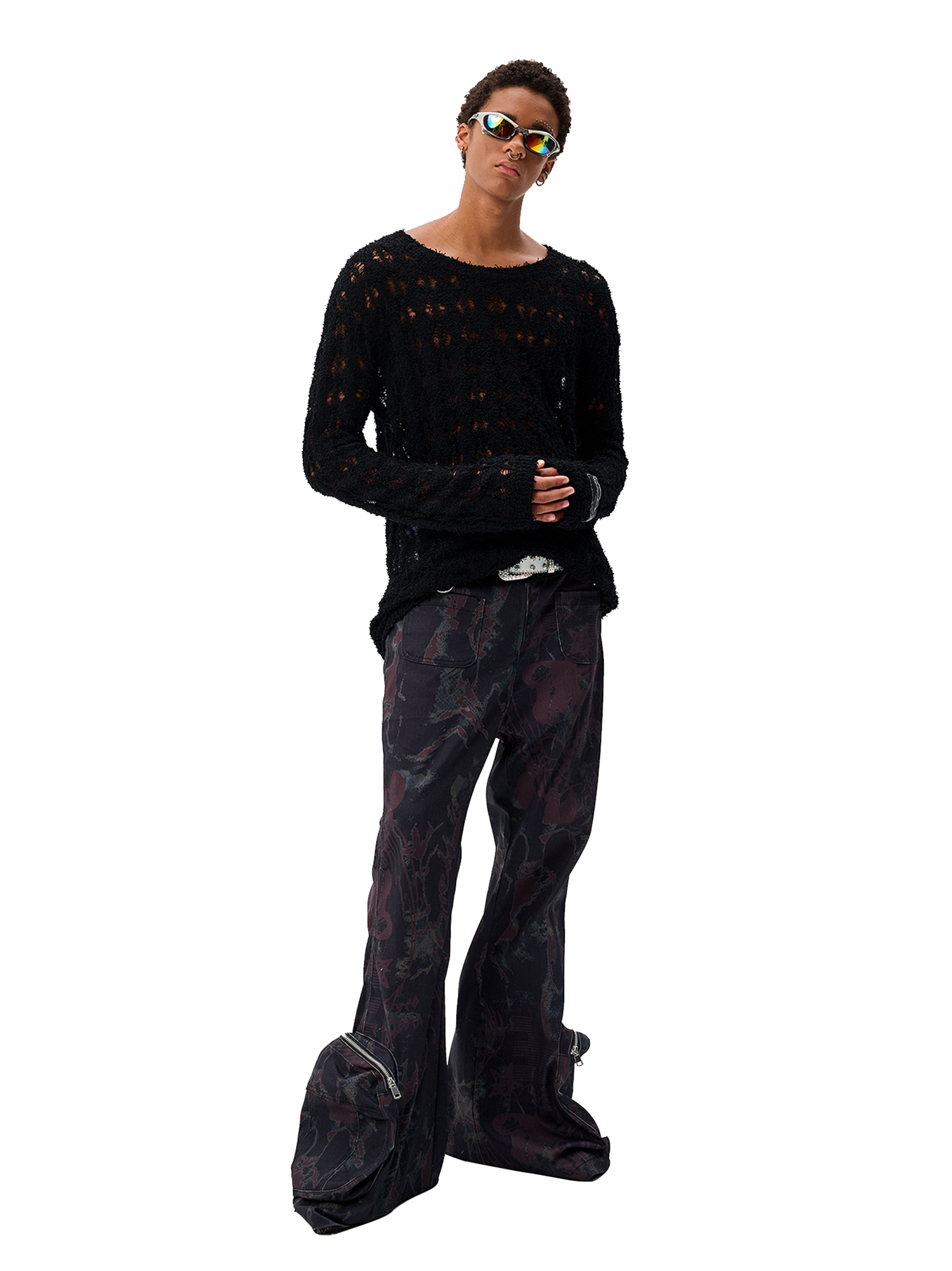 CYCYCY Punk Open-Knit Distressed Sweater-Sweater-S-Black (Preorder)-Free Shipping Leatheretro