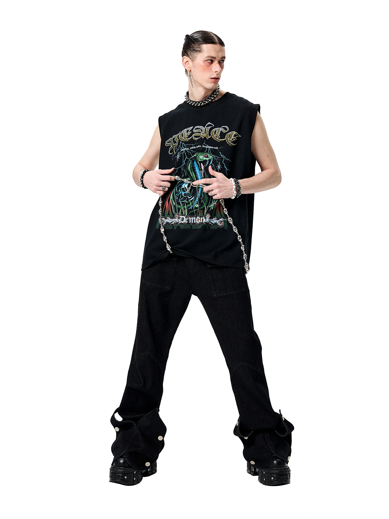 ERISSTOFF Sepultura Cobra Graphic Oversized Tank Top-Tank Top-S-Free Shipping Leatheretro