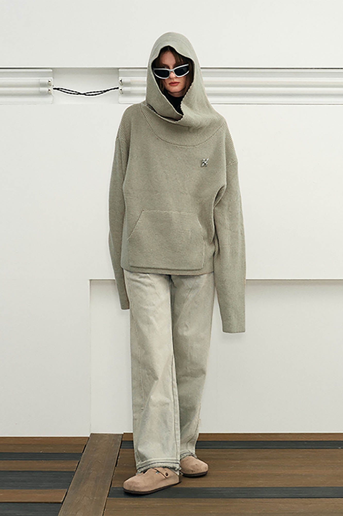 KREATE Dune Ribbed Oversized Hooded Sweater-Sweater-S-Free Shipping Leatheretro