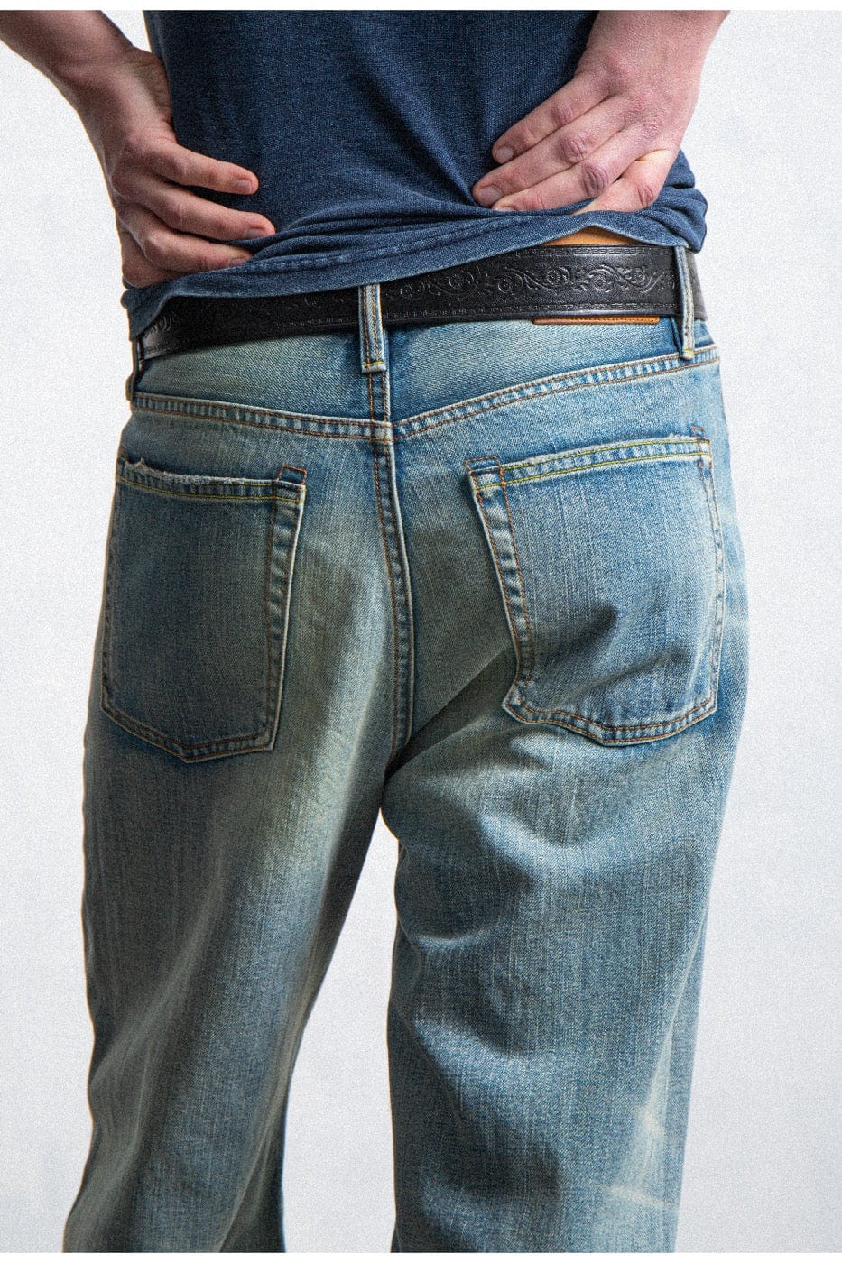LEONSENSE Raw Edge Washed Flared Jeans-Jeans-S-Free Shipping Leatheretro