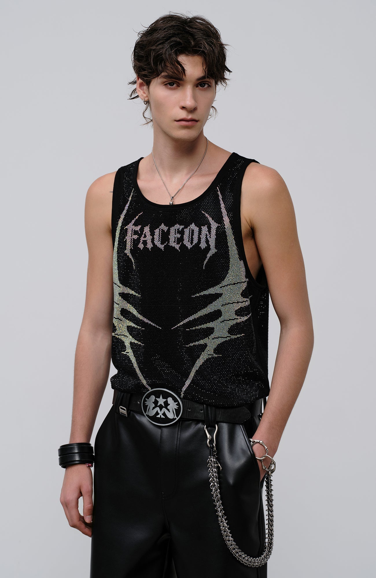 FACEONLAB Venom Diamond Punk Tank Black-Tank Top-M (Preorder)-Free Shipping Leatheretro