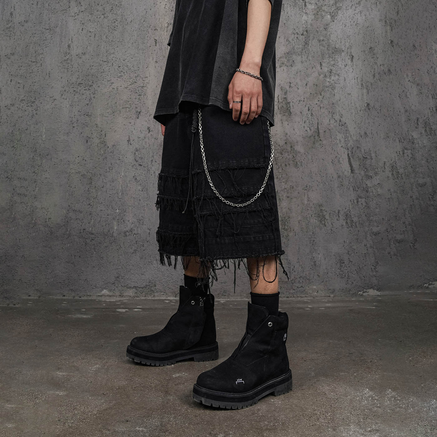 UNDERWATER Heavily Frayed Layered Denim Shorts-Shorts-S-Free Shipping Leatheretro