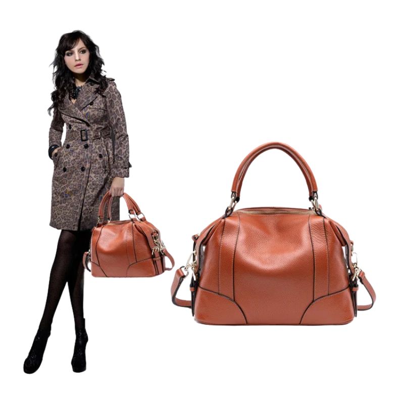Top Layer Cowhide Handbag – All-Match Genuine Leather Bag for Women-Handbags-Brown-Free Shipping Leatheretro