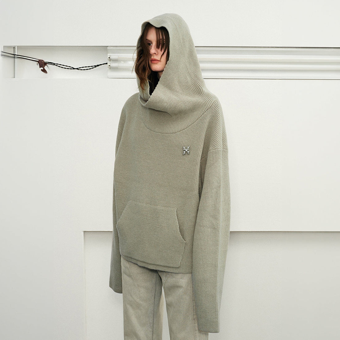 KREATE Dune Ribbed Oversized Hooded Sweater-Sweater-S-Free Shipping Leatheretro